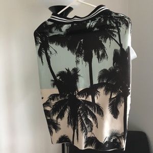 Palm tree print pencil skirt